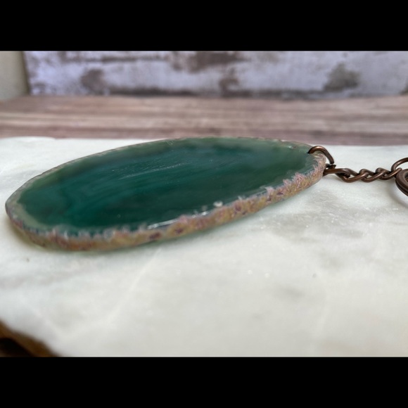 Green Agate Keychain 🍀 - Picture 3 of 5